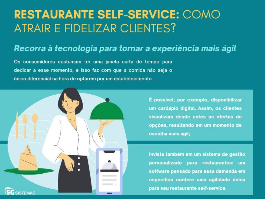 Imagem com fundo azul com dicas de como atrair clientes para restaurante self-service