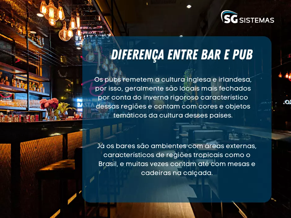 um bar com uma placa azul que diz diferente entre bar e pub