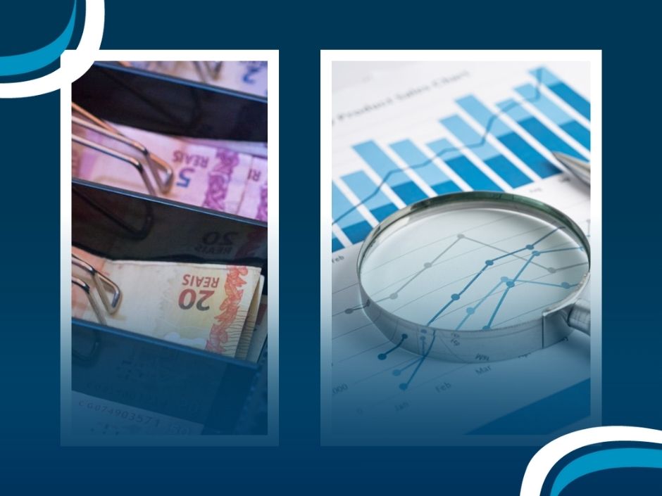 Notas de reais e gráficos de negócios analisados