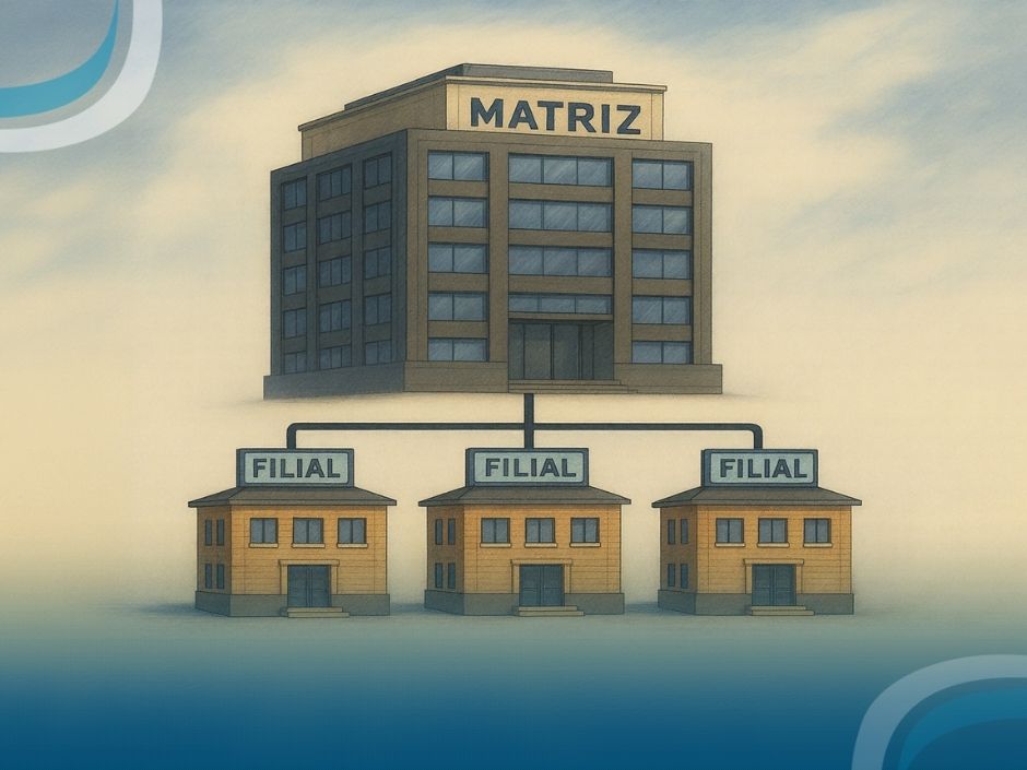 Edifício matriz com filiais conectadas