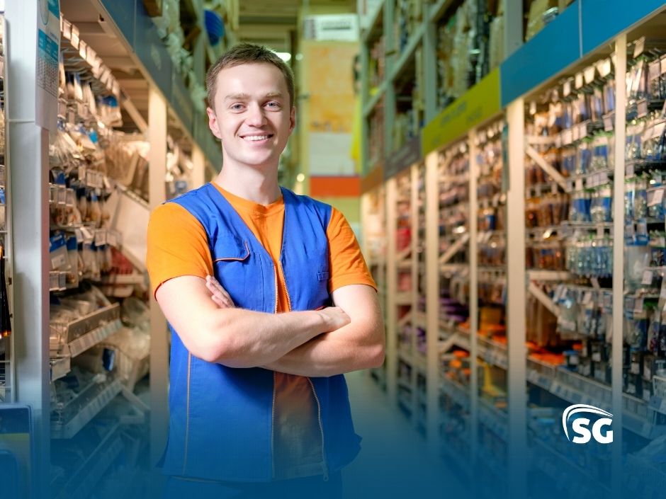 BlogSGSistemas38 Funcionário sorridente em loja de materiais de construção